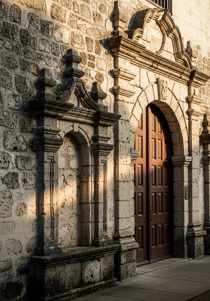 St. Augustine property entrance showing historic masonry and traditional coastal design elements.